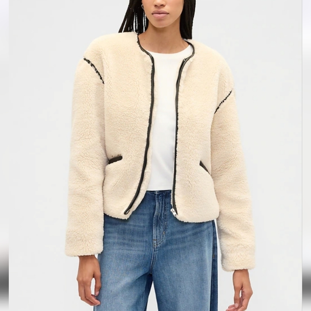 NWT- $160 Relaxed GAP Cream Sherpa Jacket -L - Picture 2 of 4